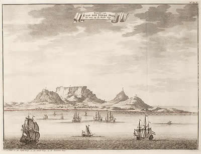 Gezicht op Kaap de Goede Hoop 1724/1726 